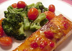 Salmon with Orange and Red Pepper Sauce