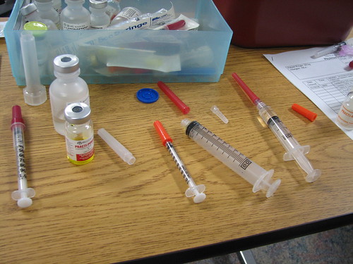 Syringes and fake meds