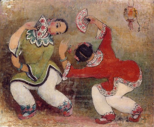 ◎雙人扇舞，油畫，65x53公分，1955