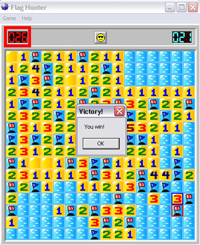 minesweeper flags victory