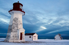 Cap d'Espoir's Lighthouse after the sunset. Gaspésie, Canada