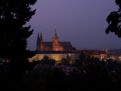 Prague Castle at dusk.
