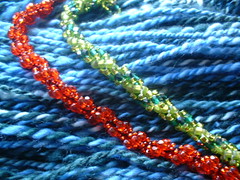 red & green spiral bracelets