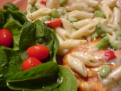 Salmon with penne