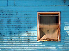 blue cliche wall with window