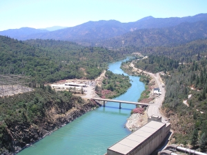 Shasta Dam, valley view from top of dam