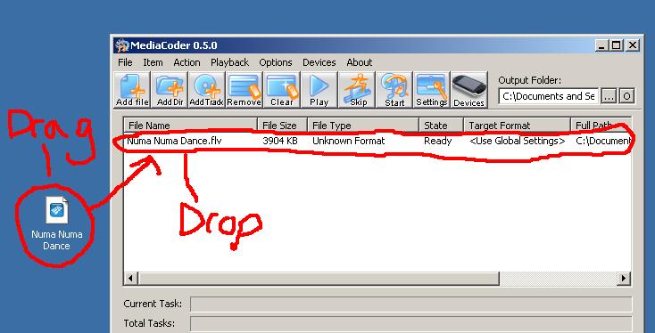drag and drop .flv files