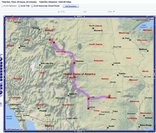 The route to Yellowstone