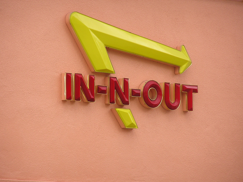 In N Out sign pink