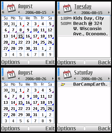 Nokia 7610 Calendar with My Events from Upcoming.org