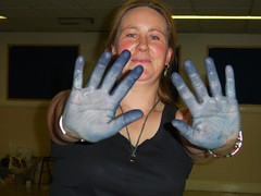 blue hands