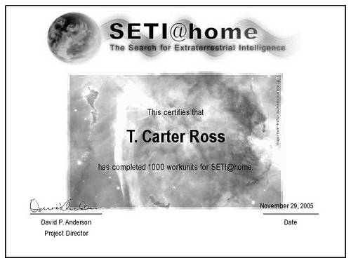 SETI@home 1,000 Workunits Certificate