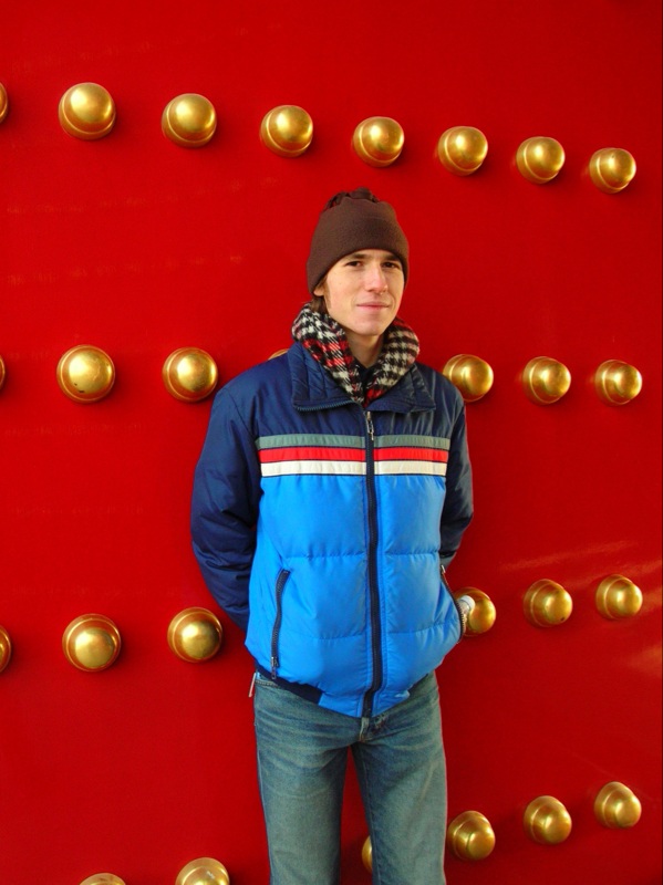 andrew and a door at the forbidden city