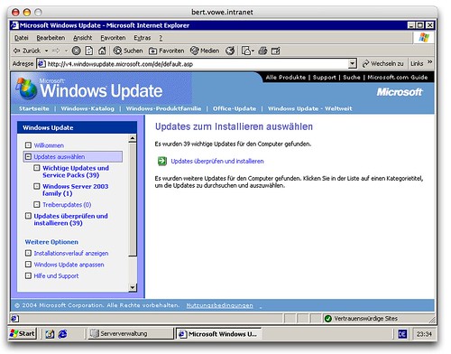 39 Updates after fresh install of Windows 2003 Server