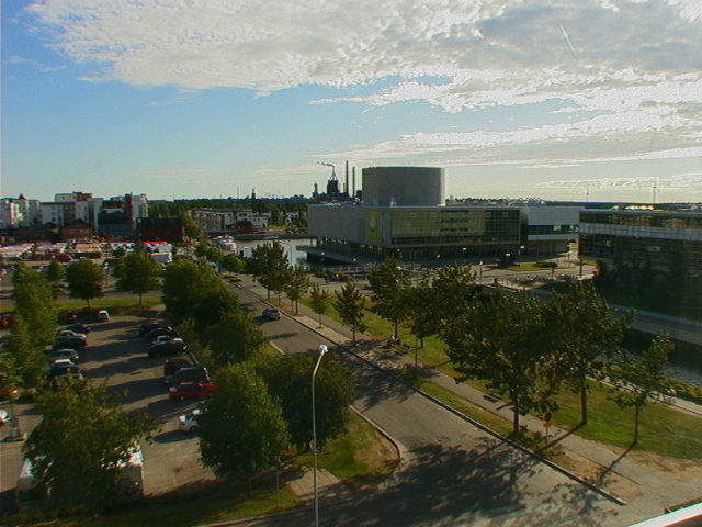 The view from the hotel window at the Radisson, Oulu