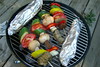 Kebabs and corn on the grill