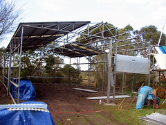 Some of the roof is up.