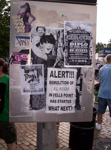 Flyers on an electric box on Mount Royal Avenue, Baltimore
