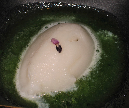 Lychee Sorbet with Cucumber Purée
