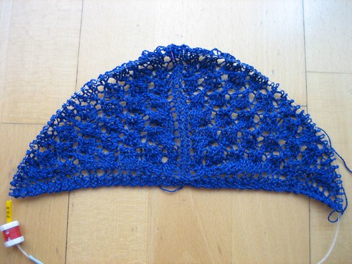 Peacock feathers shawl, just begun