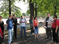The group standing in the Kaisaniemi park