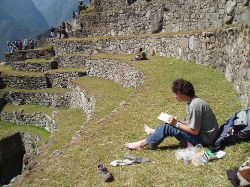Eli drawing one of the amazing views of Machu Picchu