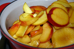 Peach Cobbler - cooking the peaches
