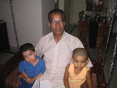Natarajan thatha with me and Prithvi on the swing