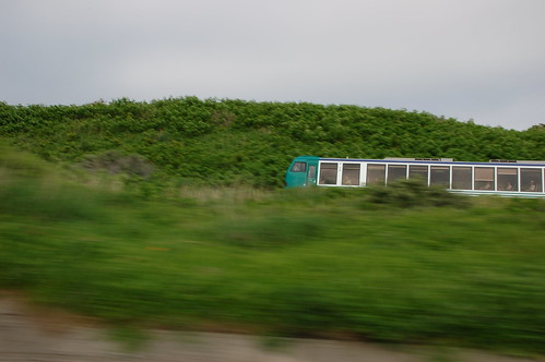 Train in the green field