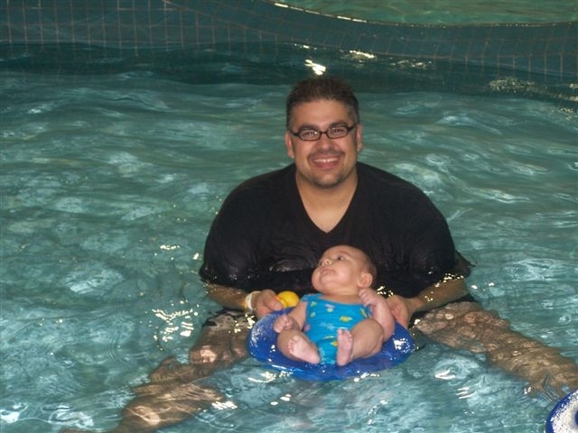 First time in the swimming pool.