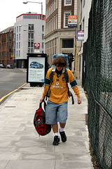 Matthew walking through London