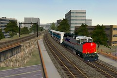 Simulation, MARC train in L'Enfant Plaza area, Washington, DC, by Steve Dunham