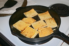 Tofu-Curried Apple Sandwiches - in the pan