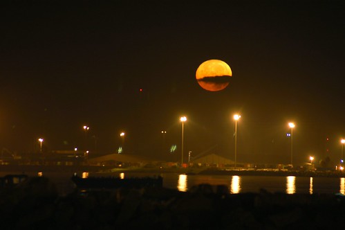 moon setting over the old port