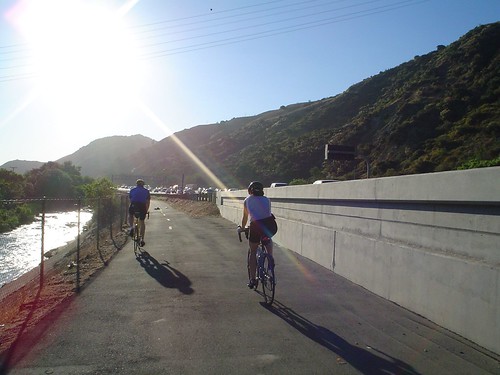 Clark and Tiff riding the SART along the 91 fwy