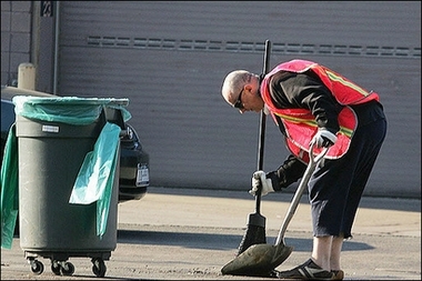 Boy George cleaning the streets