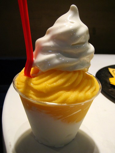vanilla ice cream and mango ice