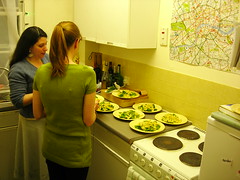 Beth and Karen plating the mains