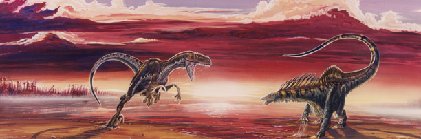 Megaraptor atacando a Amargasaurus