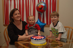 Mom, Evan and Ean get ready to blow out some candles!
