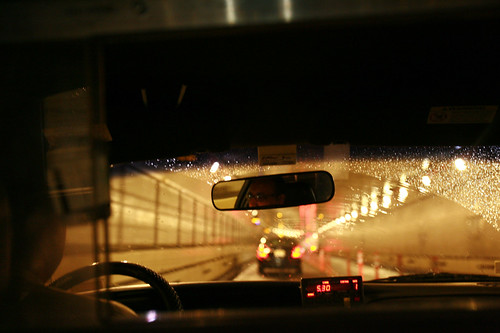 Taxi ride through the tunnel