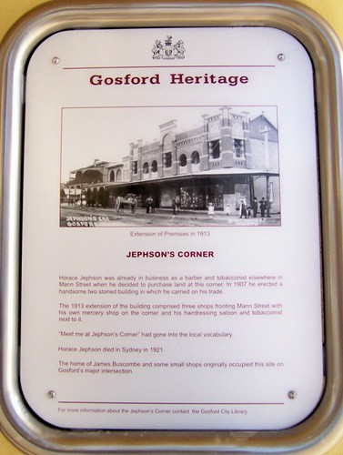 Jephson's Corner Gosford Heritage plaque Mann Street Gosford