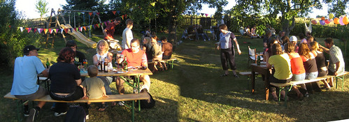 Party-Panorama von unserer Abschieds-Gartenparty