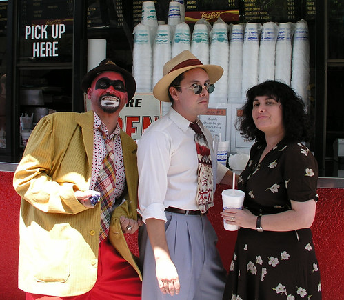 1947project Crime Bus hosts Kim and Nathan with Crimebo the Crime Clown