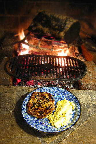 Fireplace pork chop breakfast