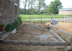 New patio and driveway during construction