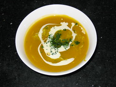 Pumpkin-crabmeat soup