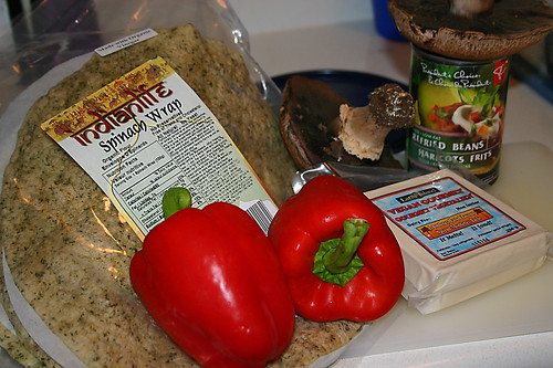 Portobello and Red Pepper Quesadilla - the ingredients