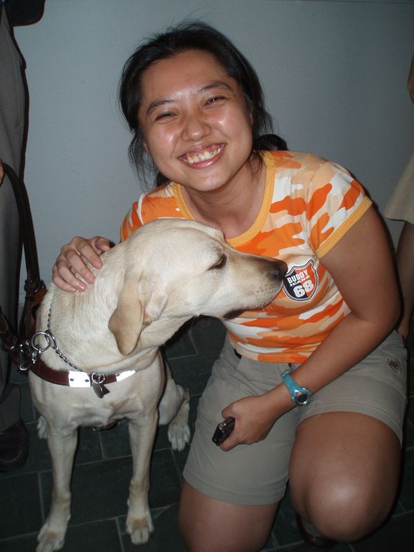 With Kendra the guide dog