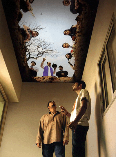Painted Ceiling in Smoking Area